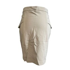 Willi Smith Cargo Mini Skirt Chino Tan Stretch Knit Pencil Ruffle Overlay 2